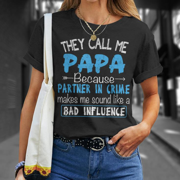 They Call Me Papa Partner In Crime Dad Fathers Day Family T-Shirt Gifts for Her