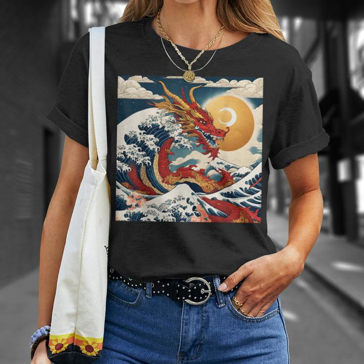 The Year Of The Dragon 2024 Great Wave Chinese New Year T-Shirt Gifts for Her