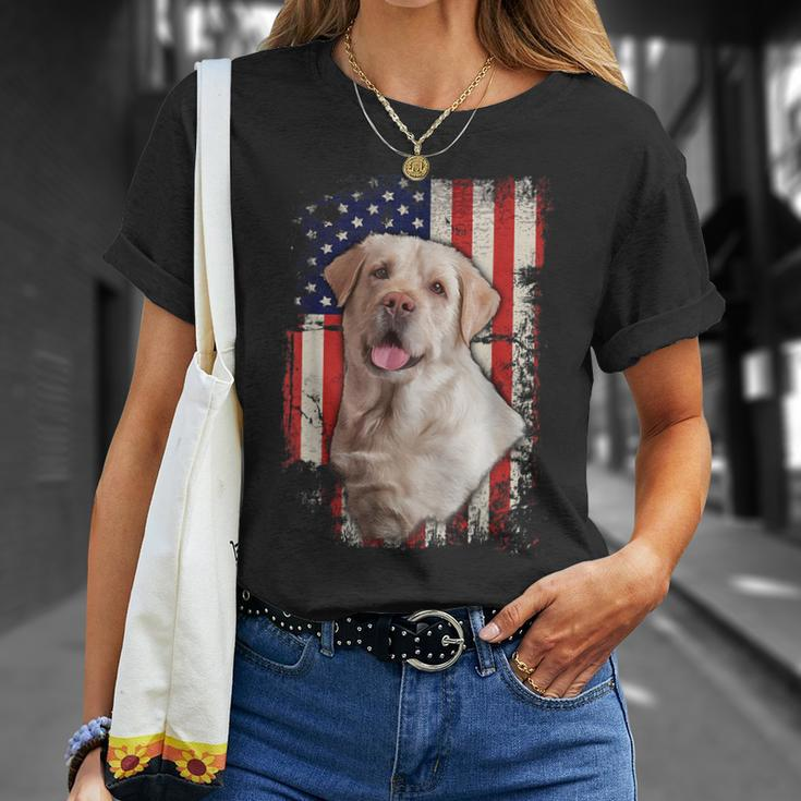 Yellow Labrador Labs Patriotic American Flag Dog 4Th Of July T-Shirt Gifts for Her
