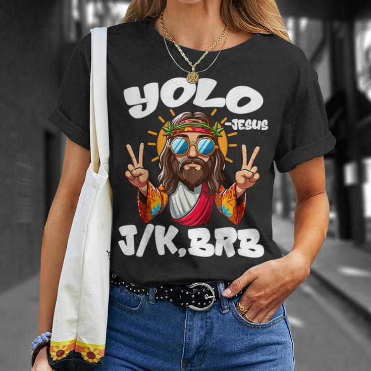 Yolo Jk Brb Jesus Christians Easter Day Resurrection T-Shirt Gifts for Her
