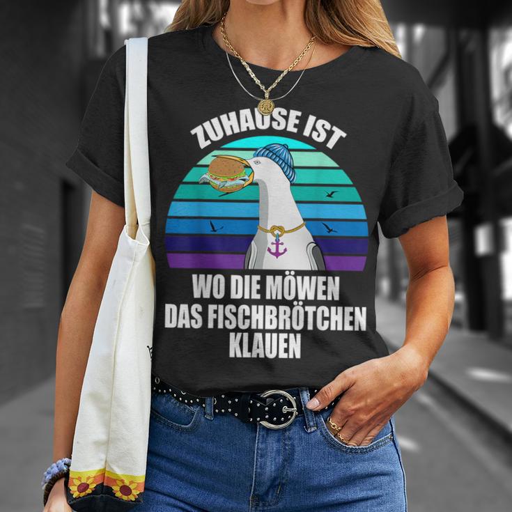 Zuhause Ist Wo Die Seagulls Das Fischbrötchen Klauen Moin Moin S T-Shirt Geschenke für Sie