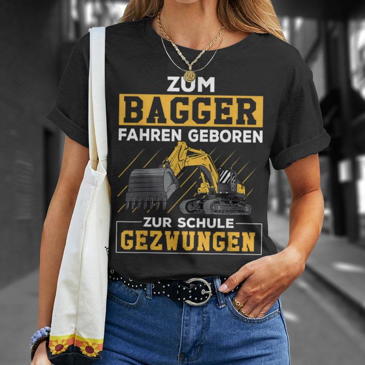 Zum Bagger Fahren Geboren Zur Schule Zwungen T-Shirt Geschenke für Sie