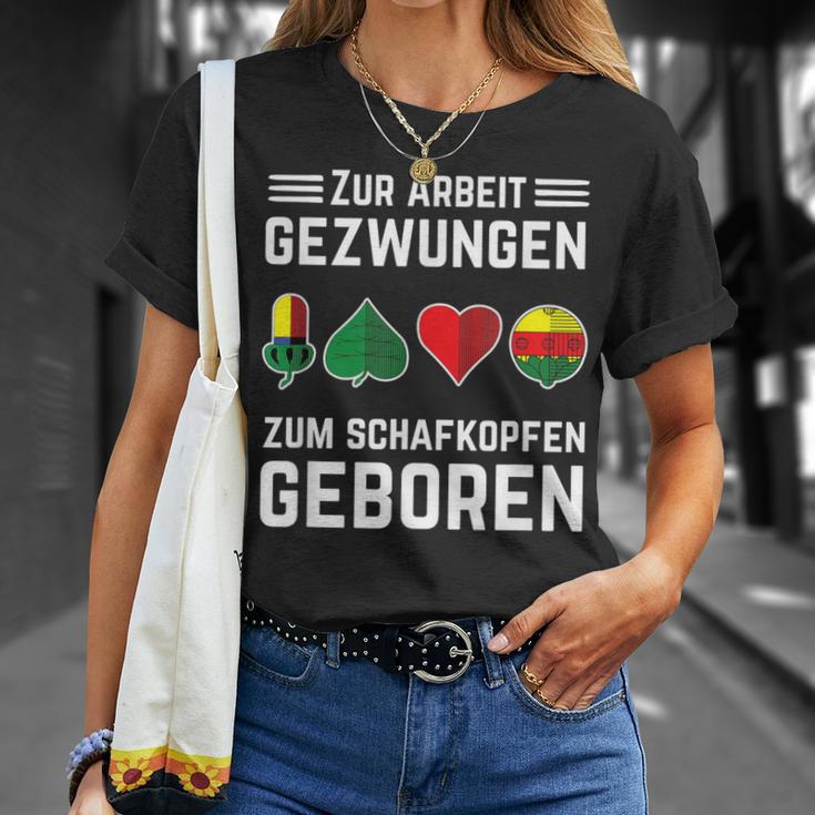 Zum Schafkopfen Geboren Kartenspiel Schafkopf & Doppelkopf T-Shirt Geschenke für Sie