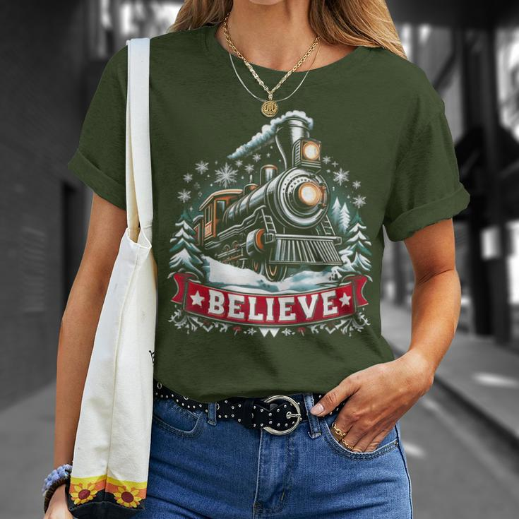 All Aboard Polar Express North Pole Xmas Santa T-Shirt Gifts for Her