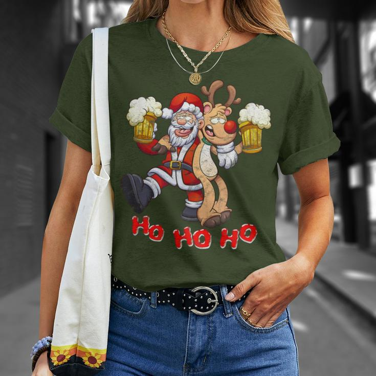 Betrunkener Weihnachtsmann Mit Rudolf Dem Rentier Xmas T-Shirt Geschenke für Sie