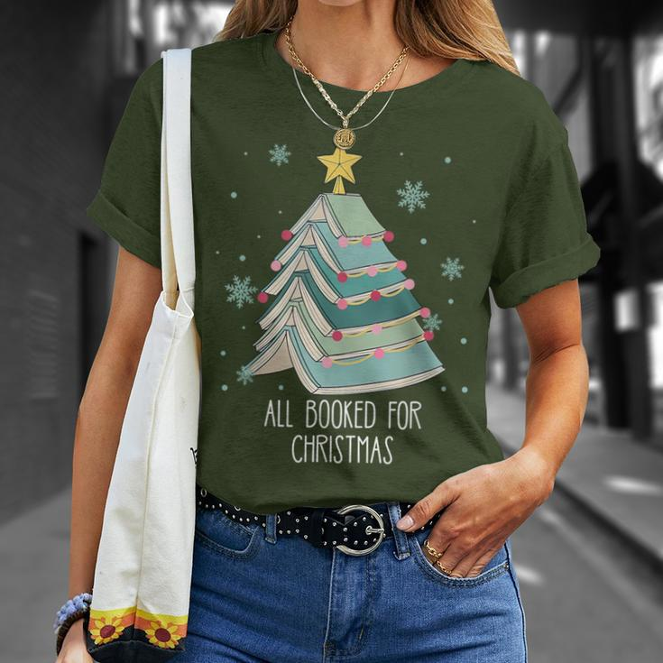 All Booked For Christmas Books Tree Reading Lover Xmas T-Shirt Gifts for Her