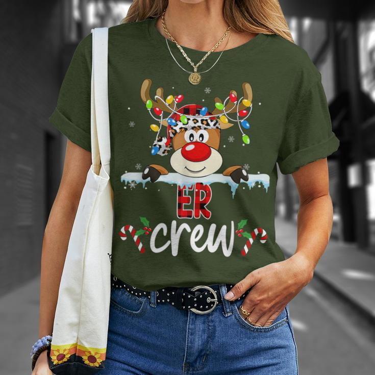 Christmas Er Crew Red Plaid Reindeer Lights Xmas Holiday T-Shirt Gifts for Her