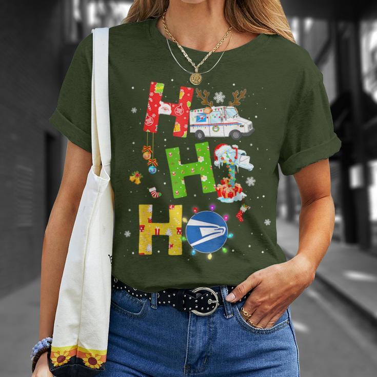 Christmas Lighting Santa Claus Ho Ho Ho Postal Worker T-Shirt Gifts for Her