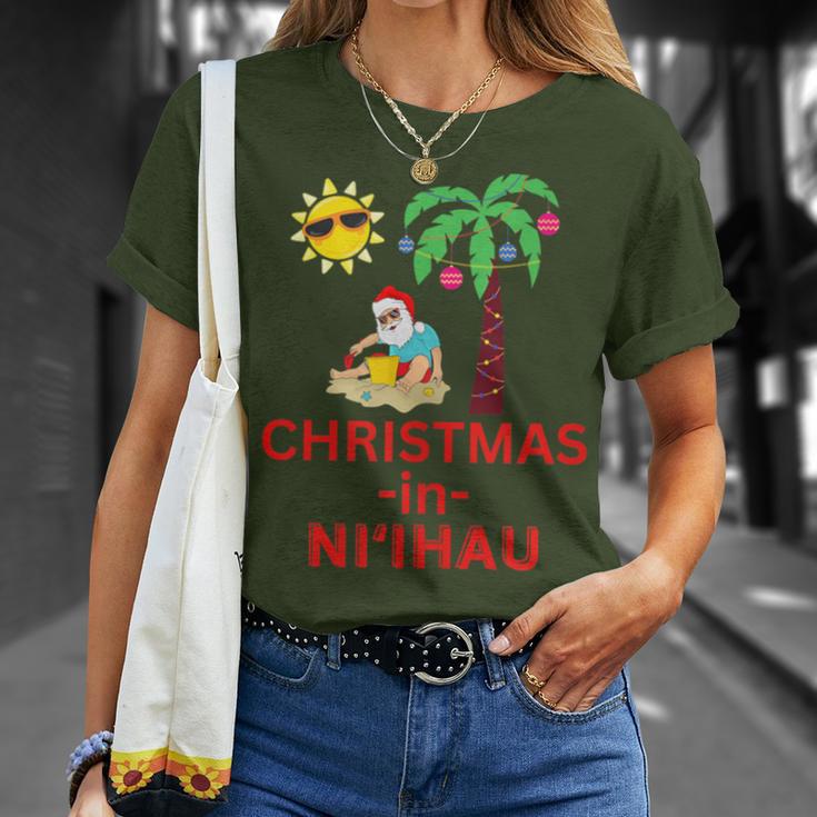 Christmas In Ni'ihau Deck The Palm Trees Hawaii Vacation T-Shirt Gifts for Her