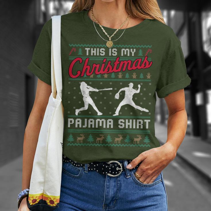 This Is My Christmas Pajama Baseball Ugly Sweater T-Shirt Gifts for Her
