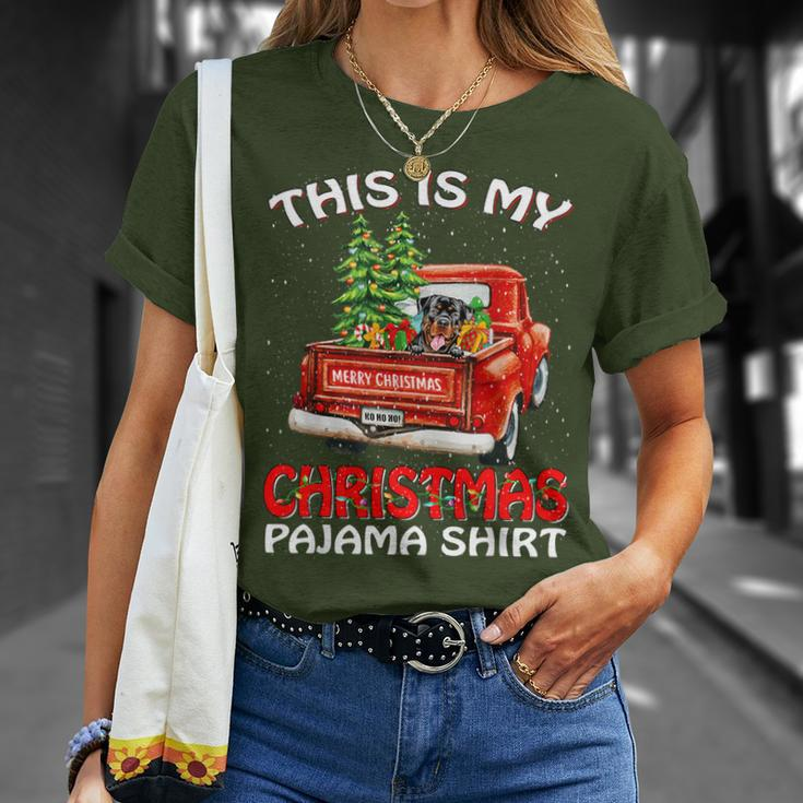 This Is My Christmas Pajama Rottweiler Truck Red T-Shirt Gifts for Her