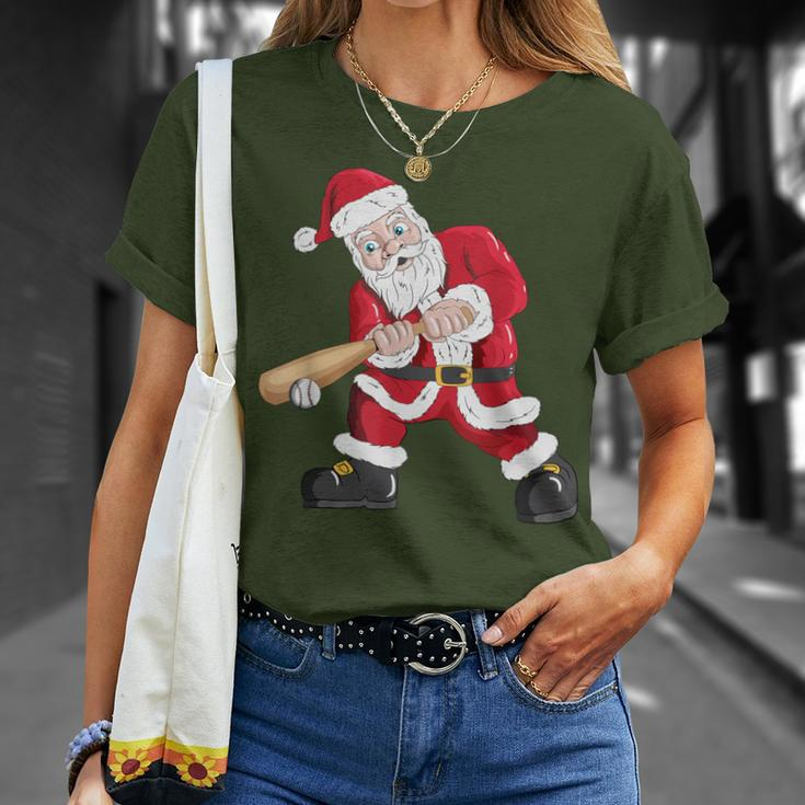 Christmas Santa Claus With Baseball Bat Baseball T-Shirt Gifts for Her