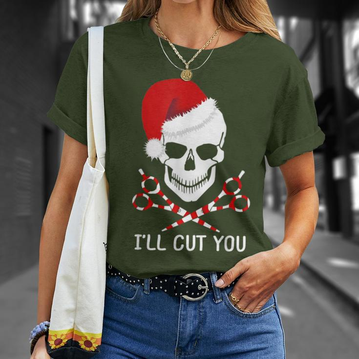 Christmas Skull Hairdresser Hair Stylist Santa Barber T-Shirt Gifts for Her