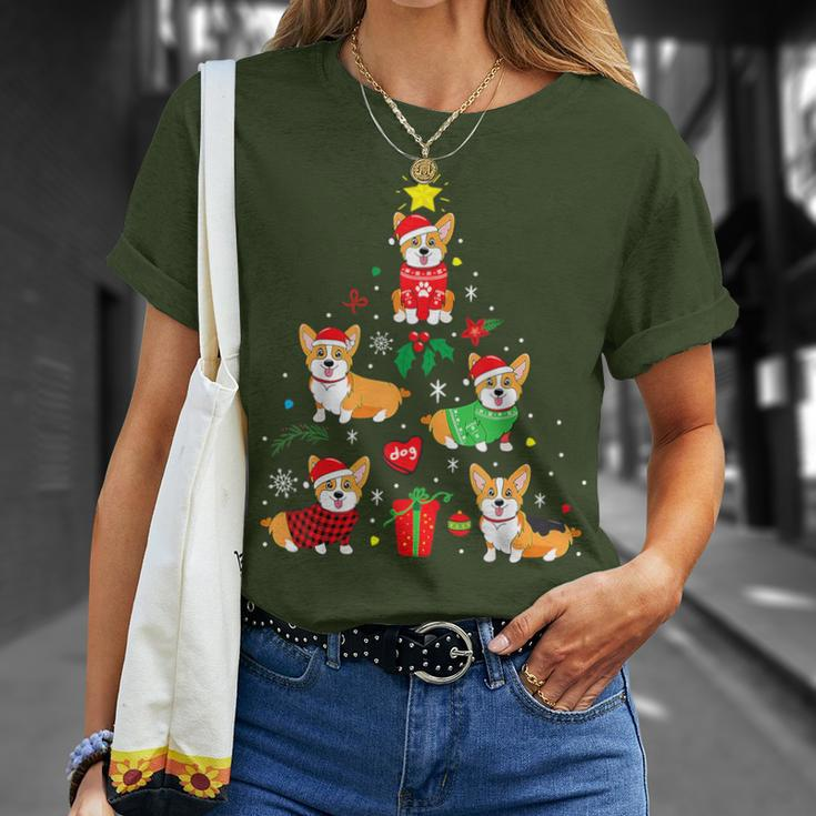 Corgi Christmas Tree Light Buffalo Plaid Dog Xmas T-Shirt Gifts for Her