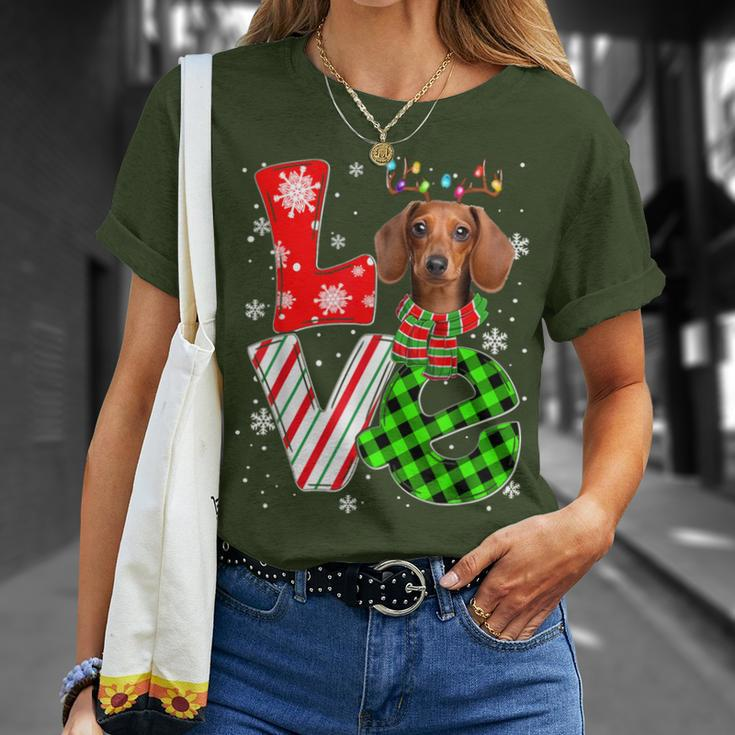 Dachshund Christmas Tree Lights Santa Dog Xmas T-Shirt Gifts for Her