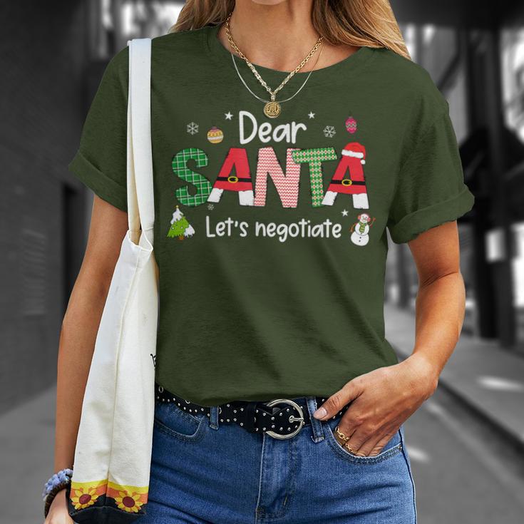 Dear Santa Let's Negotiate Christmas Lights Family Matching T-Shirt Gifts for Her