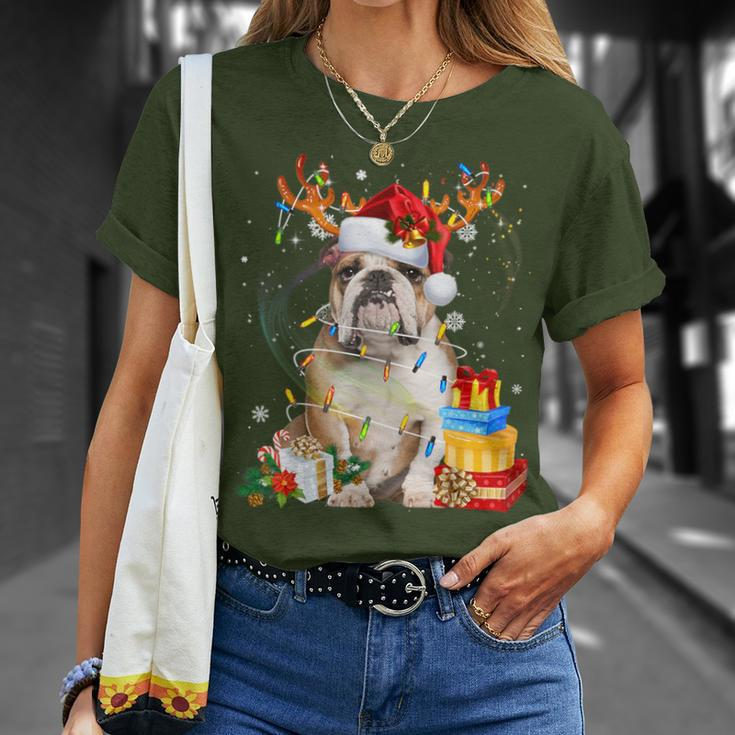 English Bulldog Christmas Dog Reindeer T-Shirt Geschenke für Sie