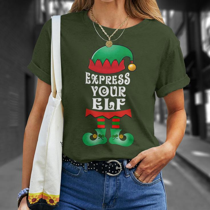Express Your Elf Elves Pun Christmas T-Shirt Gifts for Her