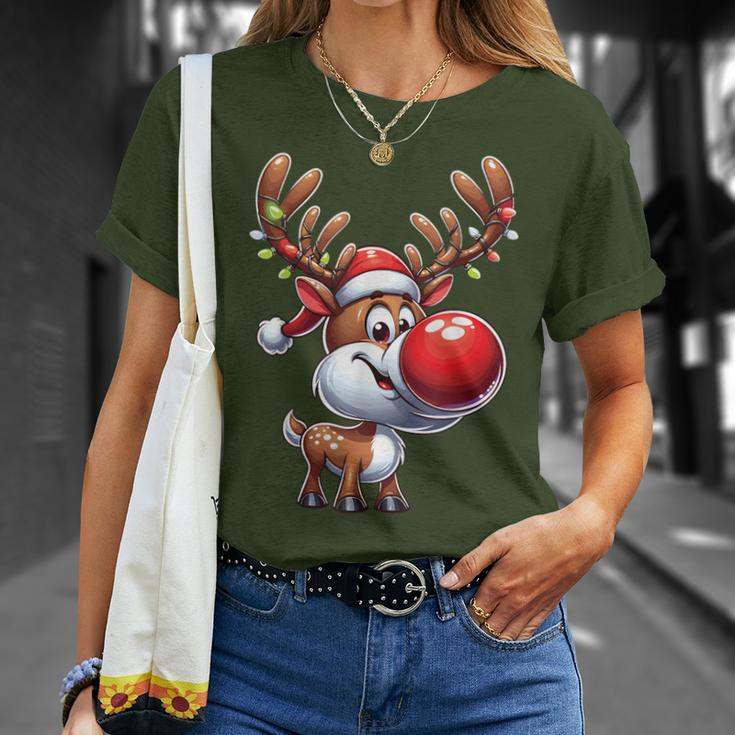 Festliches Rentier mit Leuchtender Nase Weihnachts-T-Shirt, Beleuchtetes Motiv Geschenke für Sie