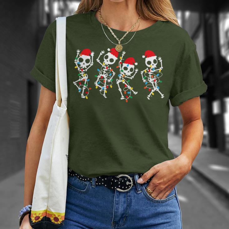 Christmas Skeleton Dancing Xmas Light Music Christmas T-Shirt Gifts for Her