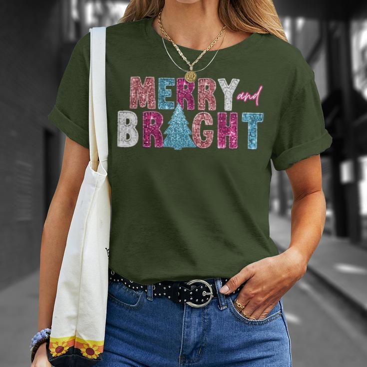 Merry And Bright Christmas Sparkle Family Xmas Pajamas T-Shirt Gifts for Her