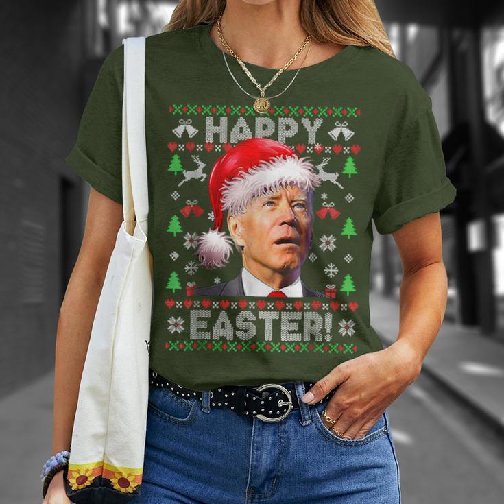 Santa Joe Biden Happy Easter Ugly Christmas T-Shirt Gifts for Her