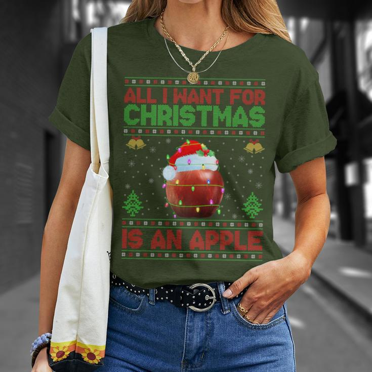 Ugly All I Want For Christmas Is A Apple T-Shirt Gifts for Her