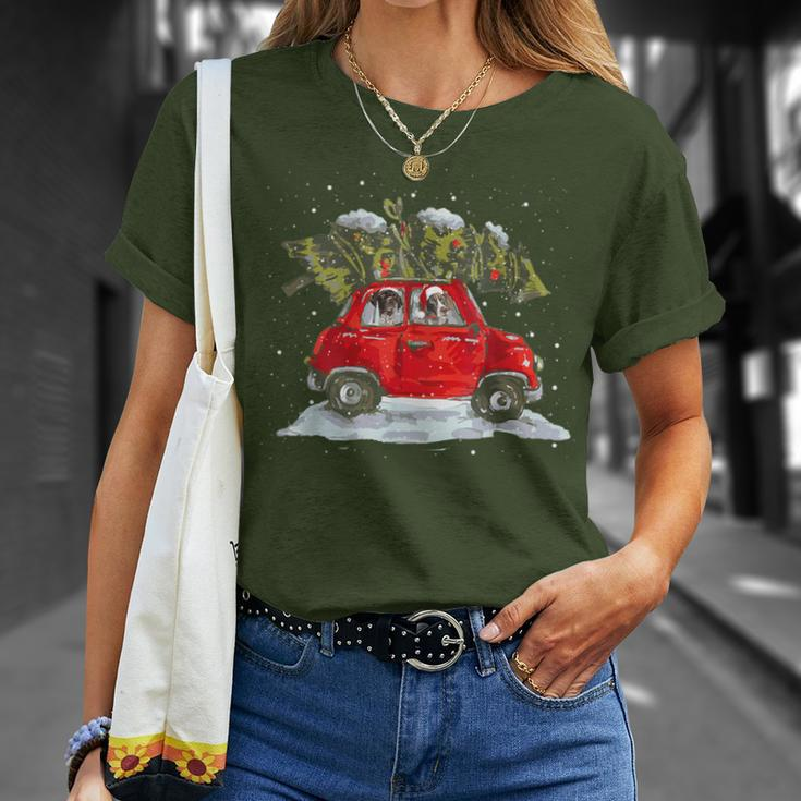 German Shorthaired Riding Red Car Christmas Dog Lover T-Shirt Gifts for Her