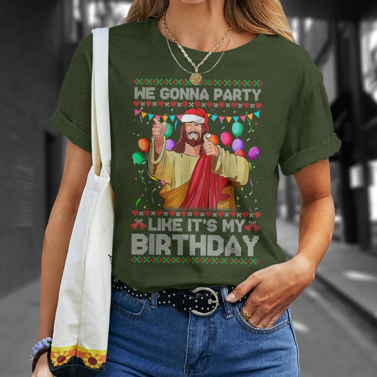 We Gonna Party Like It's My Birthday Ugly Christmas Sweater T-Shirt Gifts for Her
