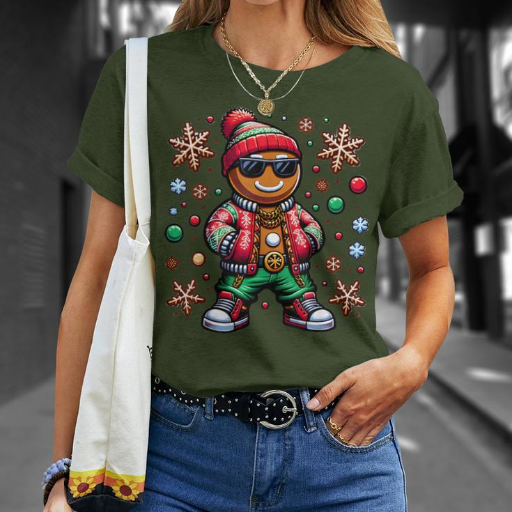 Hip Hop Gingerbread Man X-Mas Christmas Boys T-Shirt Gifts for Her