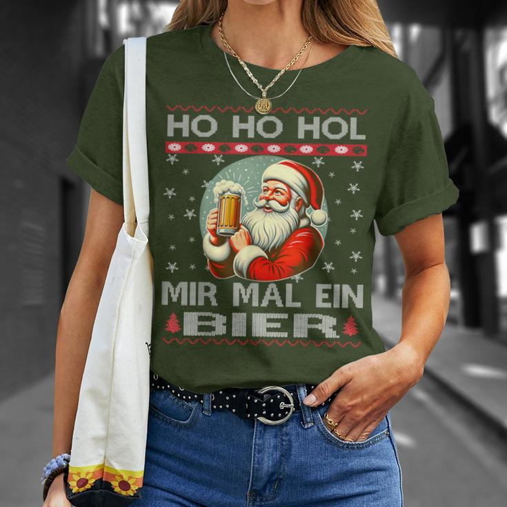 Ho Ho Hol Mir Mal Ein Bier Santa Christmas Black T-Shirt Geschenke für Sie