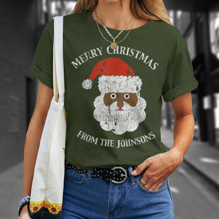 Johnson Family Last Name Surname Santa Merry Christmas T-Shirt Gifts for Her