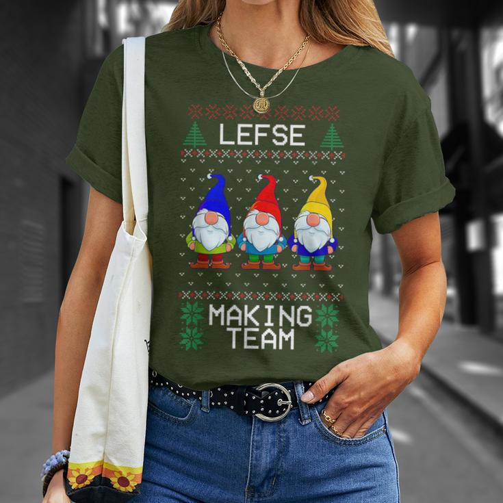 Lefse Making Team Nordic Christmas Tomte Gnome Xmas Women T-Shirt Gifts for Her
