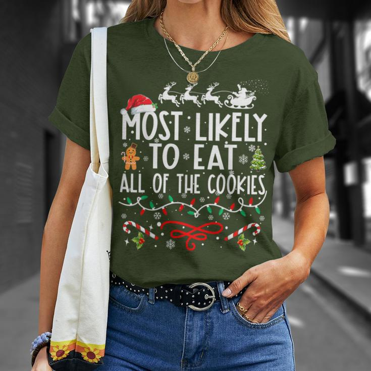 Most Likely To Eat All Of The Cookies Family Christmas T-Shirt Gifts for Her