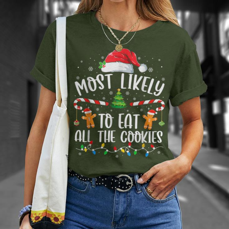 Most Likely To Eat All The Cookies Family Matching Christmas T-Shirt Gifts for Her