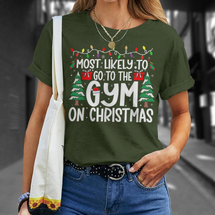 Most Likely Go To The Gym On Christmas Family Matching Xmas T-Shirt Gifts for Her