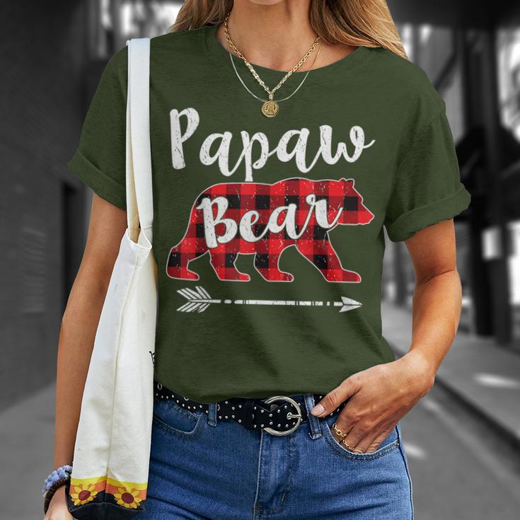 Matching Christmas Pajama Red Plaid Papaw Bear T-Shirt Gifts for Her