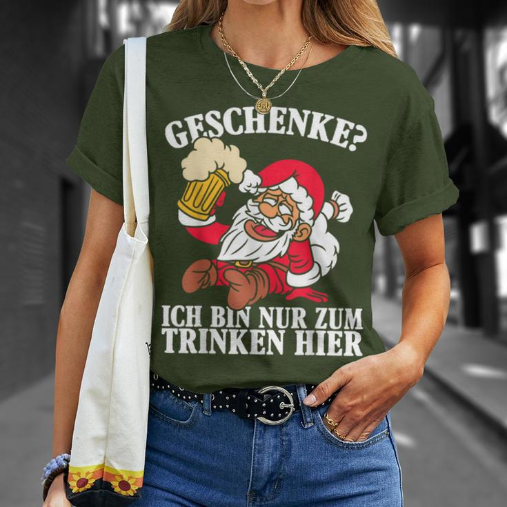Men's Ich Bin Nur Zum Trinken Hier Christmas Black T-Shirt Geschenke für Sie