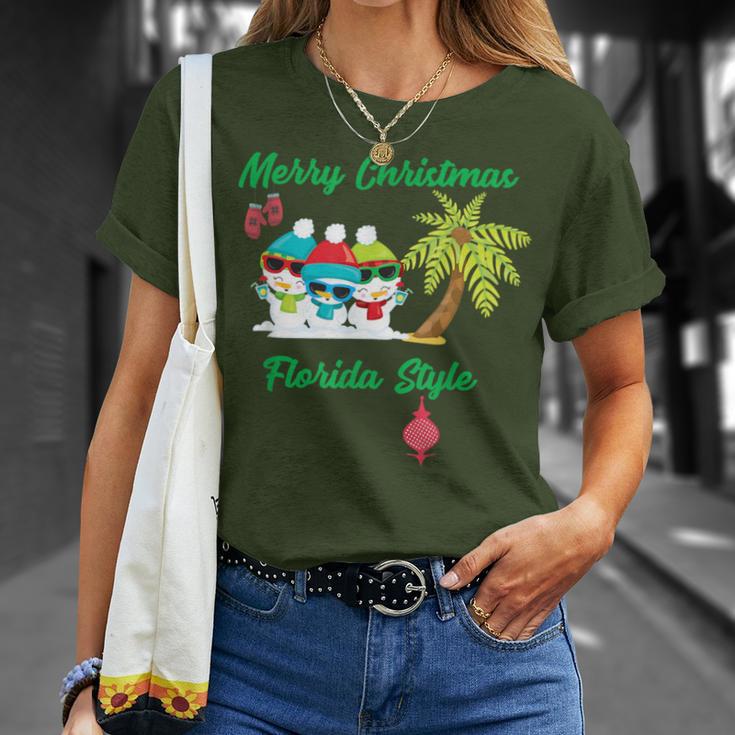 Merry Christmas Florida StyleSnowman Summer T-Shirt Gifts for Her