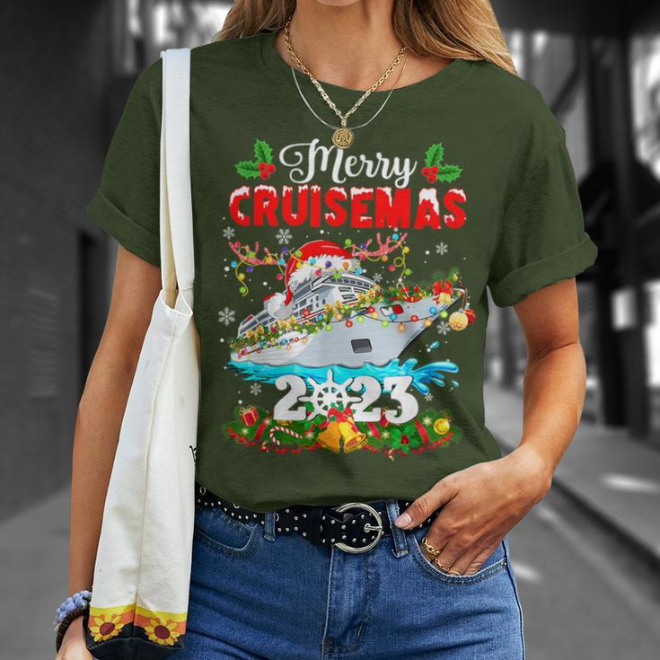 Merry Cruisemas 2023 Christmas Santa Hat Reindeer Xmas Light T-Shirt Gifts for Her
