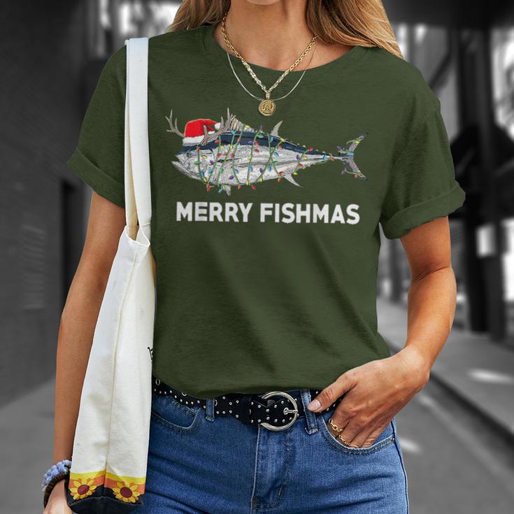 Merry Fishmas Christmas Fisherman Fisher Couples Xmas T-Shirt Gifts for Her