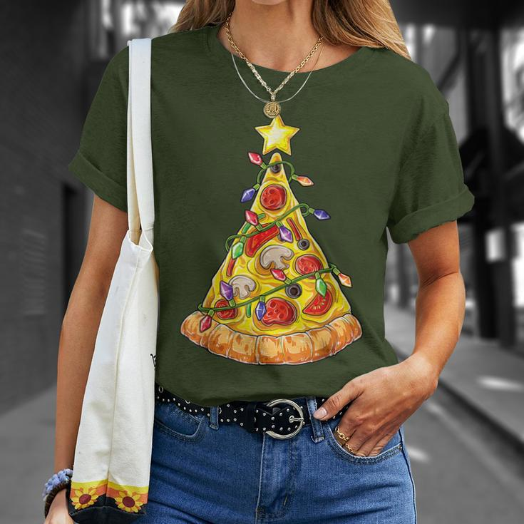 Pizza Christmas Tree Lights Xmas Boys Crustmas Pepperoni T-Shirt Gifts for Her
