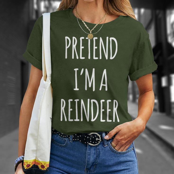 Pretend Im A Reindeer Easy Christmas Costume Xmas Pajamas T-Shirt Gifts for Her