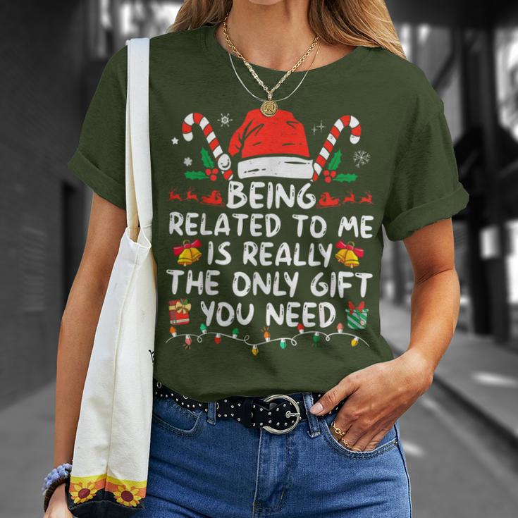 Being Related To Me Christmas Family Xmas Pajamas T-Shirt Gifts for Her