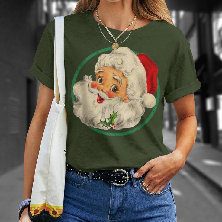 Santa Claus Face Old Fashioned Xmas Vintage Santa Christmas T-Shirt Gifts for Her