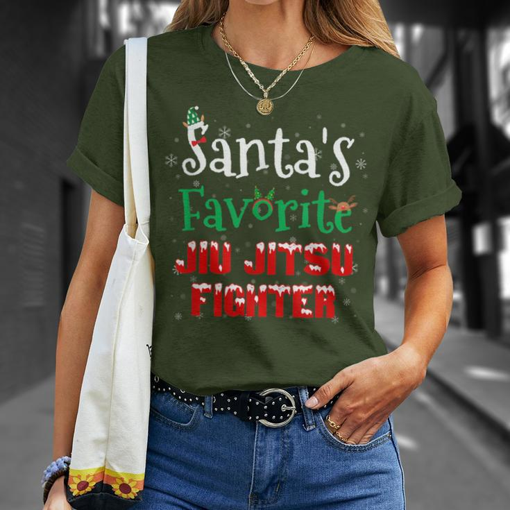 Santa's Favorite Jiu Jitsu Fighter Christmas Costumes Elf T-Shirt Gifts for Her