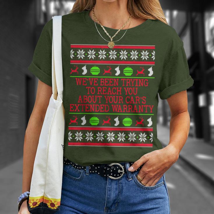 Ugly Christmas Sweater Car's Extended Warranty Meme Graphic T-Shirt Gifts for Her