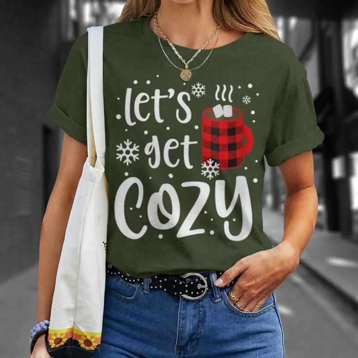 Women's Christmas Let's Get Cozy Christmas T-Shirt Gifts for Her