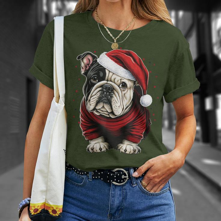 Xmas Bulldog Santa On Christmas Bulldog T-Shirt Gifts for Her
