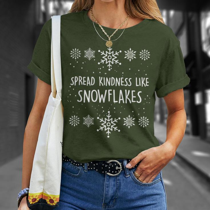 Xmas Themed Spread Kindness Like Snowflakes Merry Christmas T-Shirt Gifts for Her